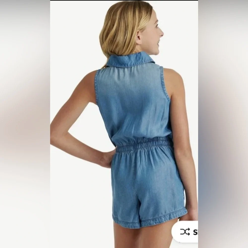 NWT Justice Light Blue Sleeveless‎ Romper Featuring Pac-Man Girls Size L 12/14